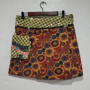 Zand Amsterdam Multicolor Reversible Floral Mini Skirt with Detachable Bag